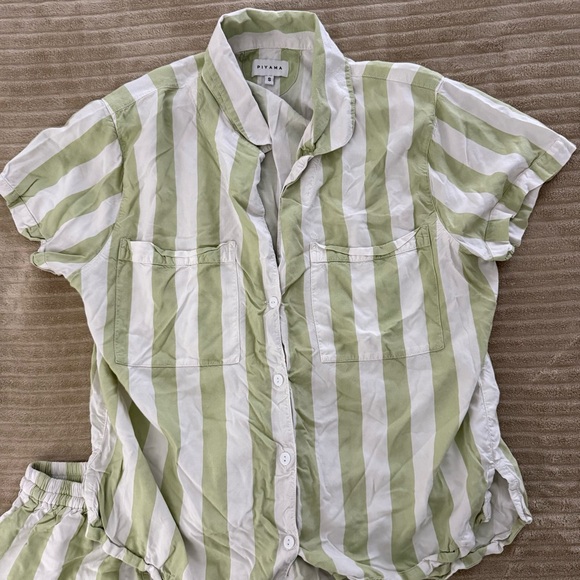 Piyama Abigail Sleep Set in the Margarita Green stripe - Picture 3 of 4
